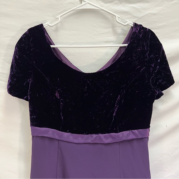 Purple Plum Velvet Prom Bridesmaid Formal Flow Dress Back Bow Large X-Large - Picture 9 of 9